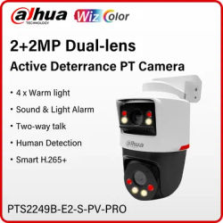 Dahua WizColor 2+2MP Dual Lens PT Camera Smart Home Ture 2K Full Color IPC Sound & Light Alarm Two way Talk PTS2249B-E2-S-PV-PRO