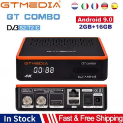 GTMEDIA GT COMBO M3U/CCAM Satellite TV Receiver 4K UHD Android9+DVB-S/S2/S2X,DVB-T/T2/C,HEVC 10Bit,2GB+16GB,Built-in Wifi TV BOX