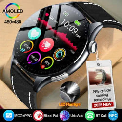 Nouveau ECG + PPG montre intelligente hommes femmes NFC Bluetooth appel lampe de poche LED fréquence cardiaque pression artérielle lipides acide uric santé Smartwatch