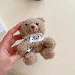 Mignon dessin animé fourrure ours forme étui pour Airpods 4 3 2 1 Air Pods Pro2 génération drôle moelleux peluche chaud femmes filles couverture