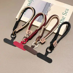 INS British Style Contrasting Woven Phone Lanyard Short Handheld Trendy Phone Case Wrist Rope Doll Luggage Pendant Hanging Rope
