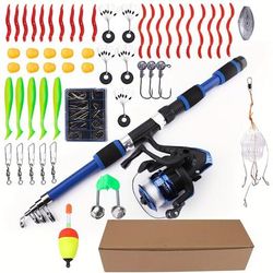 TEMU Ftk Fishing Rod And Reel Combo Kit, Includes Spinning Reel (with Line), Fishing Line, Artificial Bionic Lures, Sinker Hooks Complete Set - Great For Beginners, Great For Gifts!