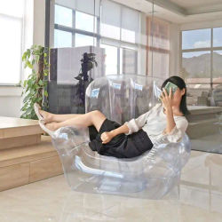 Crystal Clear PVC Inflatable Single Sofa Seating for Adult Transparent Inflatable Sofa Chair Blow Up Couch Indoor Outdoor