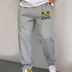 TEMU Men's Trendy Drawstring Sweatpants With Unique - Casual, Lightweight Polyester Joggers For All , Jogger Pants