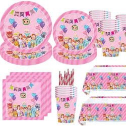 Cartoon Family Theme Birthday Party Decoration Disposable Set Tableware Plate Napkins Tablecloth For Kid Shower Supplies Puzzle