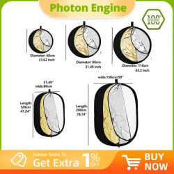 AMBITFUL 5in1 60CM 80CM 110CM 80x120CM Silver White Gold Portable Collapsible Light Round Photography Reflector for Studio