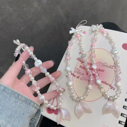 Macaron Color Mobile Phone Lanyard Wrist Strap Women's Hand-held Chain Short Anti-lost Cell Phone Case Cute Lanyard Key Pendant