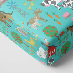 Blue Farm Fam Fitted Crib Sheet - Standard