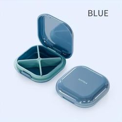TEMU [pill Organizer] 4-compartment Square Pill Organizer - Plastic Medicine Storage Box With Transparent Lid, For & Daily Use, Pill Box For Purse