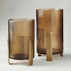 Elder Ribbed Glass Hurricane - Small - Frontgate