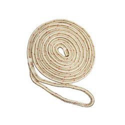 New England Ropes 3/4in Double Braid Dock Line - White/Gold w/Tracer - 35ft C5059-24-00035