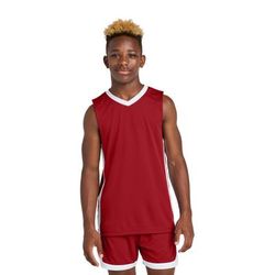 Sport-Tek YST900 Athletic Youth Rival Basketball Rev Jersey T-Shirt in Deep Red/White size Large | Polyester