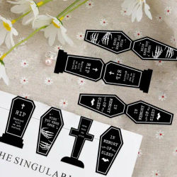 4pcs Gothic Tombstone Magnetic Bookmarks With Phrase Designs - Cool Magnetic Bookmark - Perfect for Book Lovers, Teachers