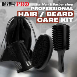 1/3Pcs Set Professional Soft Boar Bristle Dual Side Wood Beard Brush Men Mustache Comb Kit With Bag Hairdresser Brush