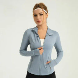 Women's Long Sleeve Yoga Shirt Women Zip Fitness Yoga Shirt Gym Top Activewear Running Coats Workout Sports Clothes for Cycling