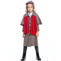 Fiaba detective Costume Cosplay Abiti Personaggio classico delle fiabe Personaggi dei libri di fiabe Cosplay for Ragazzi Ragazze Bambini Halloween Carnevale Performance Vestirsi in modo educativo