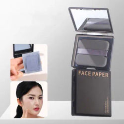 100 PCS Bamboo Charcoal Facial Oil Absorbing Paper with Mirror&Makeup Puff Portable Face Refreshing Care Oil Control Tool Kits