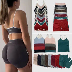 TEVEO Women's Sports Yoga Shorts Fitness Cycling Elastic Sports Pants Ignite Sculpt Scrunch Short Yoga Bra Set leggings