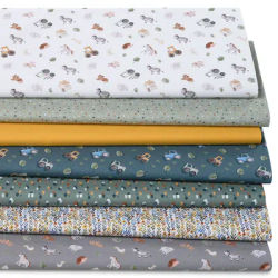 Lot patchwork "ferme", blanc/coloré