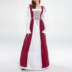 Retrò Vintage Medievale Rinascimento Vestito Soprabito Signora Vichingo Elfico Costume Per donna Celtico Fantasia Vacanza Mascherata Casual Quotidiano Adulti Vestito
