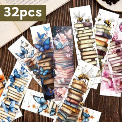 32pcs, exquisite watercolor bookmarks, books/butterflies, perfect for teachers, readers, and book lovers, birthday gifts