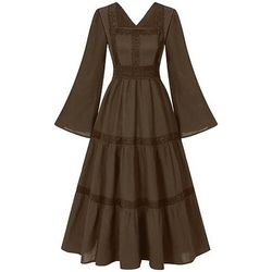 Elegante Medievale Rinascimento Abito da cocktail Vichingo Elfico Tinta unica Costume Per donna Celtico Costumi da pirata Fantasia Halloween Carnevale Mascherata Carnevale Halloween Mascherata Adulti