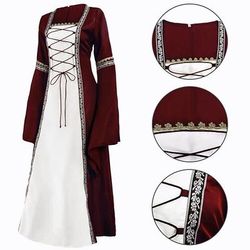 Retrò Vintage Medievale Rinascimento Lunghezza alla caviglia Vestito irlandesi Vichingo Straniero Taglie Forti Elfico Costume Per donna Costume di Carnevale Celtico Halloween Carnevale LARP Fiera