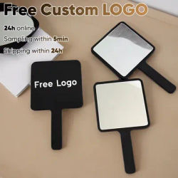 Free Custom Portable Travel Makeup Mirror with Plastic Handle - Square Vanity Mirror Perfect Gift for Women Beauty Accessories