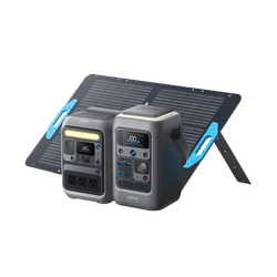 Anker SOLIX C300 Portable Power Station + C300 DC Portable Power Station + 100W Solar Panel