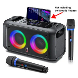 Haut-parleur Bluetooth portable T22 avec lumière LED, haut-parleur extérieur Bluetooth avec double microphone sans fil, lumière couleur LED pour la maison, la fête, les voyages