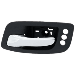 JC Whitney Interior Door Handle Plastic Chrome Lever with Textured Black Bezel, Front, Driver Side, RD46210014