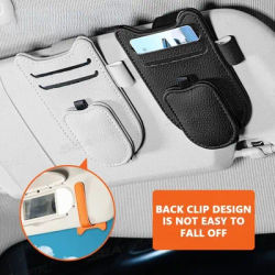 Supporto per occhiali per visiera parasole per auto Clip per gancio per occhiali magnetico Supporto per occhiali da sole per auto in similpelle di lusso universale