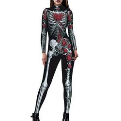 Tuta Intera Costume Cosplay Body Catsuit a Corpo Intero Teschio scheletro Un Pezzo Cosplay Bambini Adulti Per donna Mascherata Feste Halloween Vestirsi