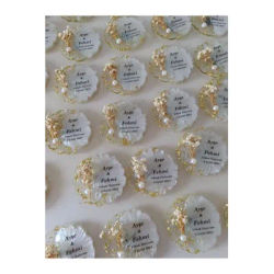 Aimant de perles florales doré personnalisé, cadeau de fête pour mariage, baptême au henné, anniversaire, réception-cadeau pour bébé, célébration des invités