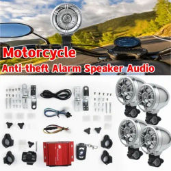 Haut-parleur Bluetooth sans fil pour moto, système audio, alarme antivol MP3, haut-parleur stéréo avec télécommande, 4 canaux