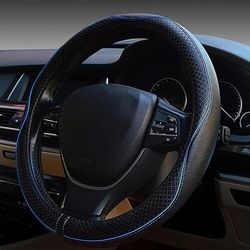Coprivolante da 15 pollici - impugnatura antiscivolo in morbida pelle PU con design antiscivolo compatibile con la maggior parte delle auto, camion, SUV - resistente protezione per cruscotto facile