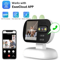 5MP 360° PTZ Wifi Camera Indoor For Baby Monitor Auto Tracking One-Click Video Call Surveillance Camera Home Security Protection