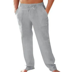 Summer and autumn plus size S-5XL men's pure cotton linen sports and fitness pants breathable casual training jogging pants stre