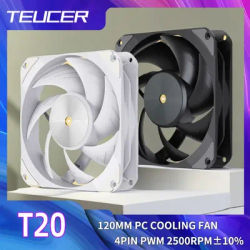 TEUCER T20 120mm 4Pin PWM Silent Fan, High-Performance 2500RPM Low Noise Cooling Fans for CPU/Gaming PC & Water Cooling Radiator