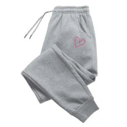 Simple Womens Sweatpants Heart Printed Hot Sales Casual Sports Pants Fitness Jogger Trousers Daily High Street Pants Fall Winter