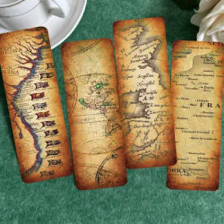 30Sheets Vintage Map Paper Bookmarks Set Classic Literature Themed DIY Reading Markers with Decorative Card Designs