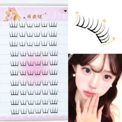 10 Rows Dense Natural False Eyelashes Segmented Glue-free Eyelash Extension Korean Women's Group Lightly Curling Eyelash Cluster