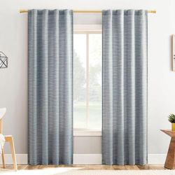 Wide Width Lenora Textured Panel by BrylaneHome in Denim (Size 40" W 63" L)