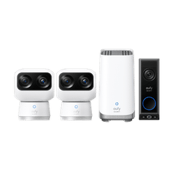 Indoor Cam S350 + HomeBase S380 + Video Doorbell E340 (Battery Powered) White