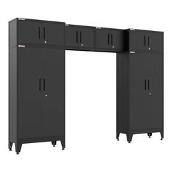 Armadillo Tough Black 6-Piece Garage Cabinet Set with Levelers