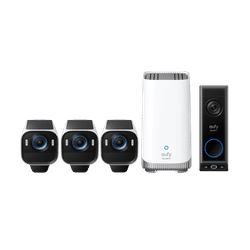 eufyCam S3 Pro 3-Cam Kit + Video Doorbell E340 (Battery Powered) White