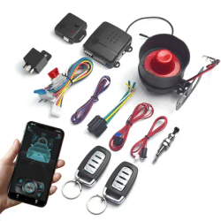 Protection d'alarme anti-cambriolage automatique pour voiture, téléphone portable, application Bluetooth, système d'alarme de voiture, 2 télécommandes, serrure de porte