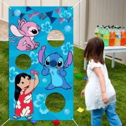 Lilo Stitch Toss Party Games Hanging Banner Outdoor Throwing Game Backdrop Children Birthday Party Background