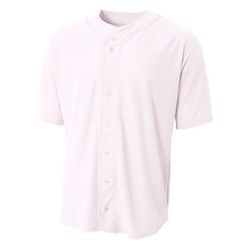A4 N4184 Athletic Shorts Sleeve Full Button Baseball Top in White size Large | Cotton/Polyester Blend A4N4184