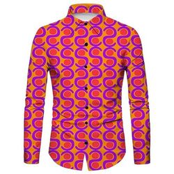 Retrò Vintage Anni '70 Camicia Disco Geometrico Psichedelico Costume Per uomo Halloween Carnevale Festival Musicale Parata dell'Orgoglio Festa a tema retrò Adulti Camicia
